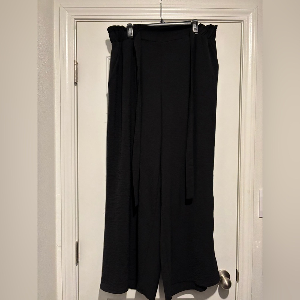 Plus Size Tie Waist Flow Pants